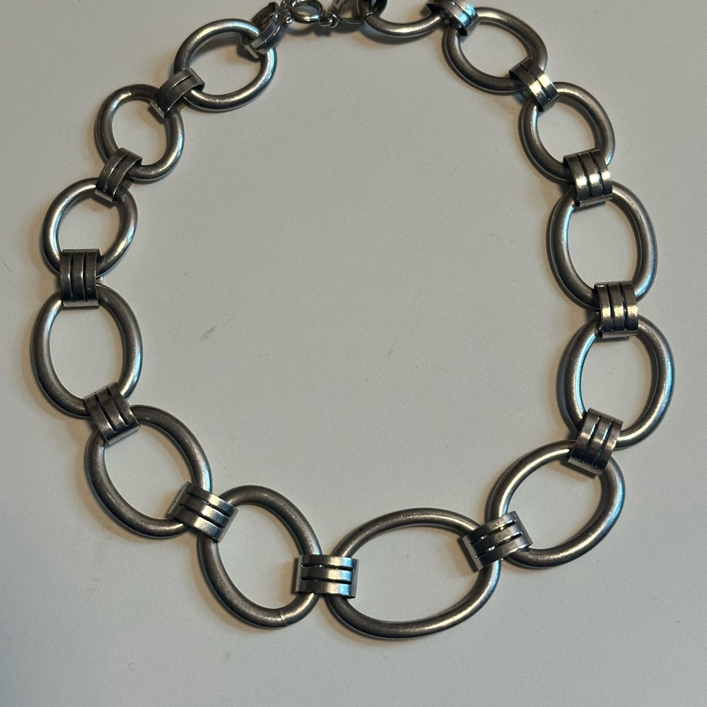 Bold Silver-Tone Oval Link Necklace - Women's Jewelry